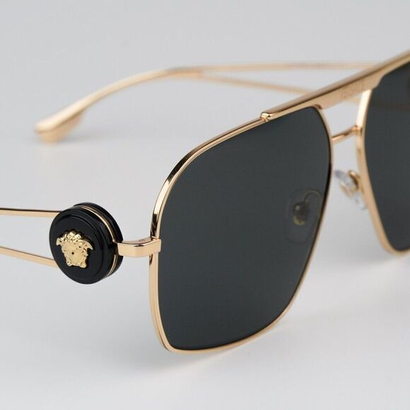 NEW Versace VE2269 100287 Gold Dark Grey Pilot Unisex Sunglasses VE 2269 main image 8